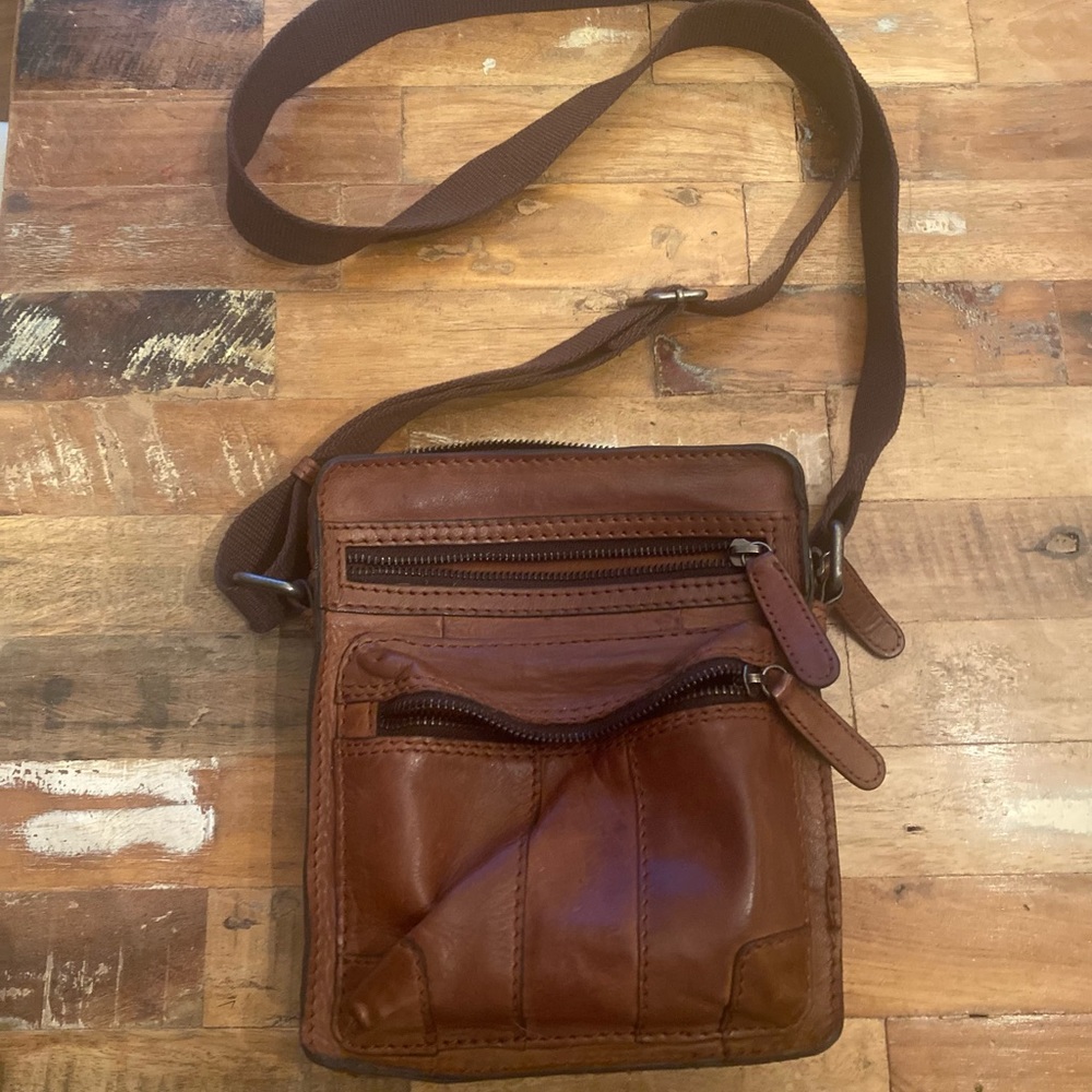 Brown leather crossbody purse bag handbag